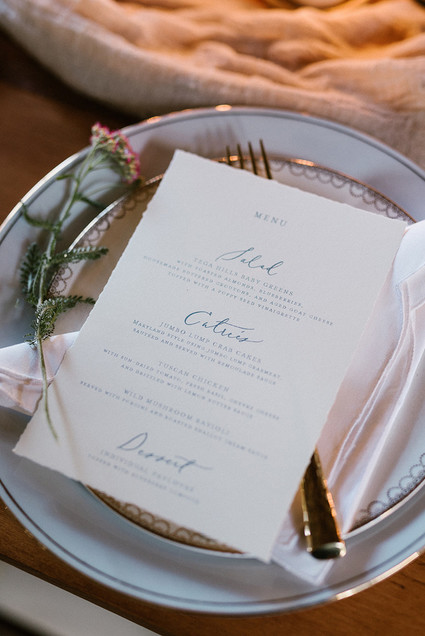 Fall wedding menu