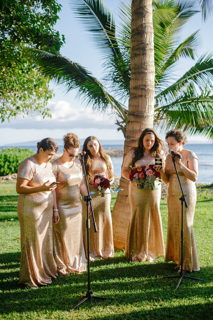 Gold sequin bridesmaid dresses