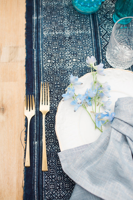 Fall boho baby shower - indigo table runner