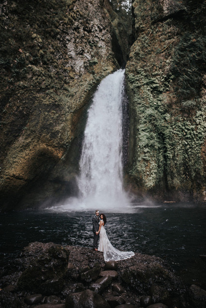 Waterfall wedding portraits