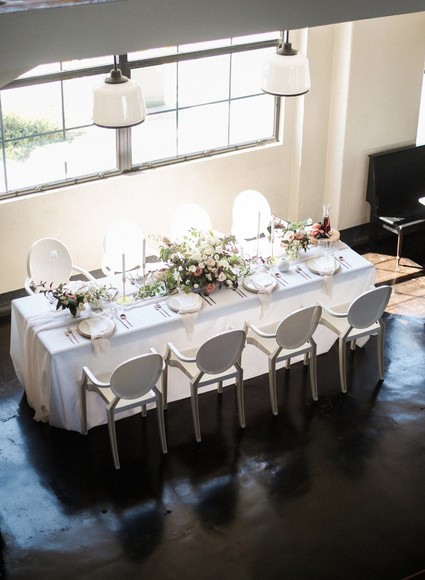 Modern white and copper tablescape