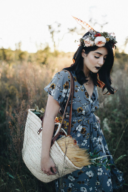 Autumn floral engagement session