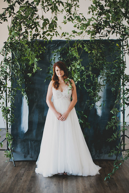 DIY indigo wedding backdrop