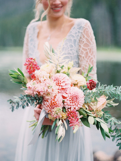 Pink dahlia bridal bouquet