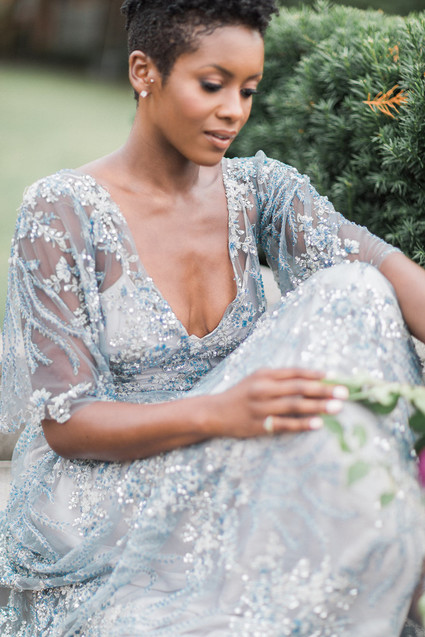 Blue wedding dress