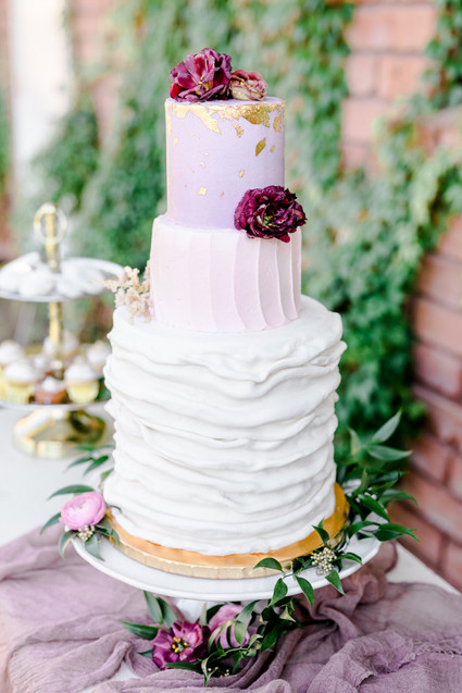 Gold leafed wedding cake
