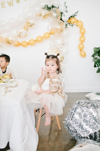 modern gold and white kids new years eve party