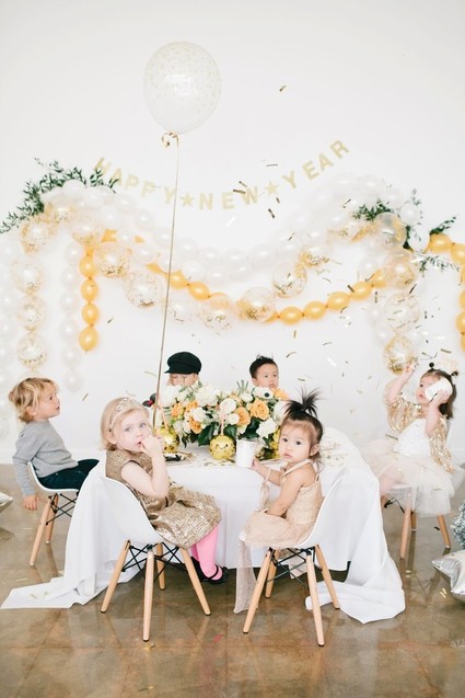 modern gold and white kids new years eve party