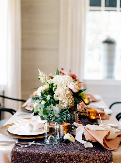 Navy sequins table runner