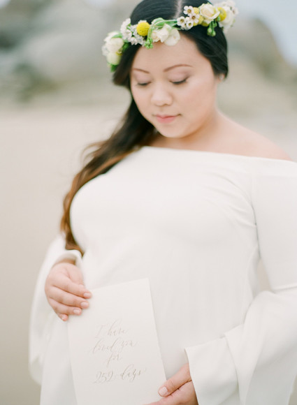 Floral coastal maternity photos