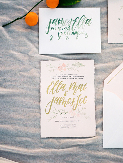 Gold wedding calligraphy