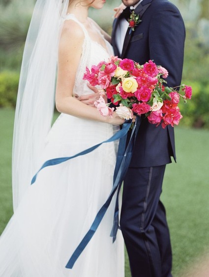Red and navy bridal bouquet