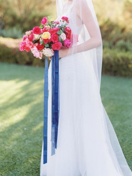 Red + navy bridal bouquet