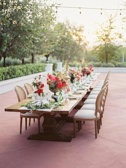 Romantic pink and red tablescape