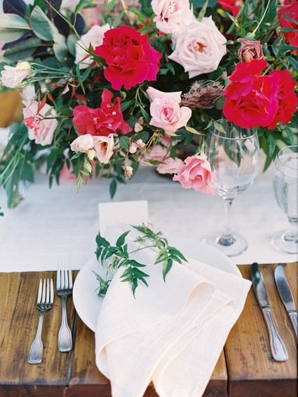 Romantic red place setting