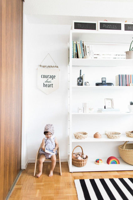 Modern wood and white nursery