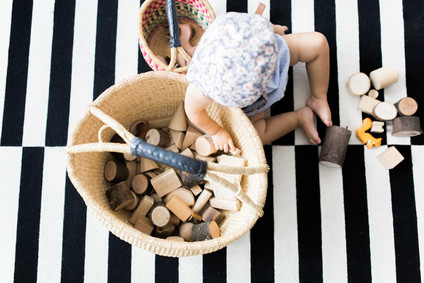 Modern wood and white nursery