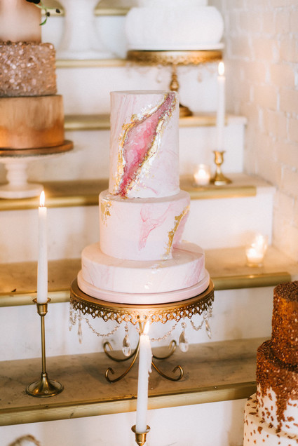 Pink geode wedding cake