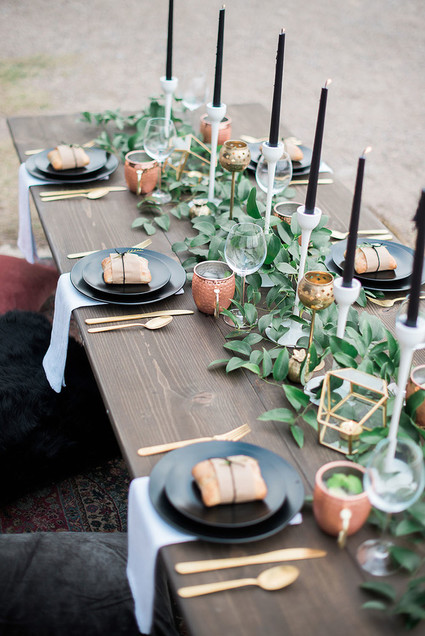 Black and gold tablescape