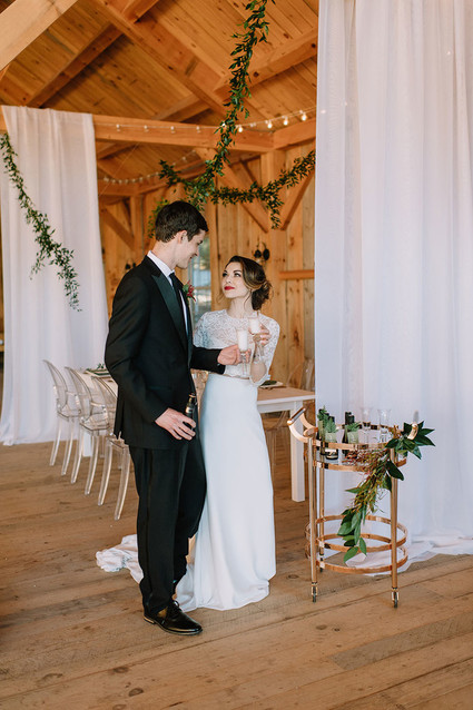 Modern barn winter wedding inspiration