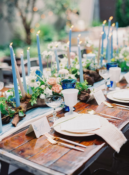 Blue wedding candles
