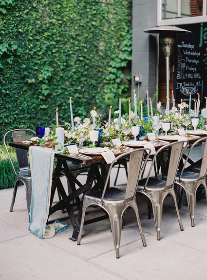 Pink and blue spring tablescape