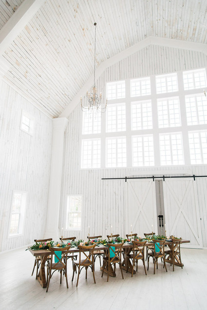 Tropical wedding inspiration at a barn