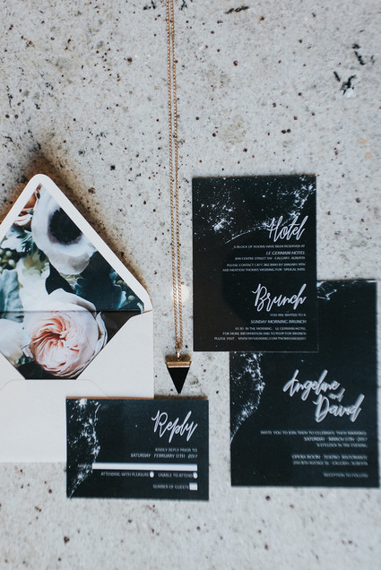 Dark, romantic invitation suite