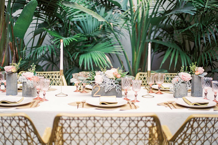 Tropical gold tablescape