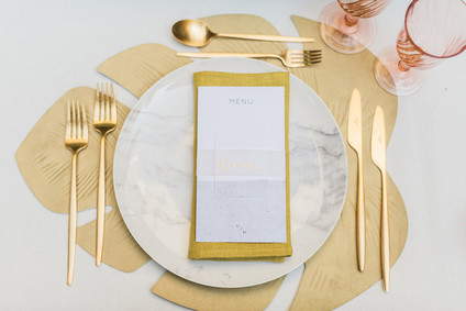 Tropical gold place setting Inspiration