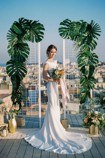 Monstera leaf ceremony arch