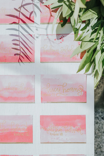 Pink watercolor escort cards