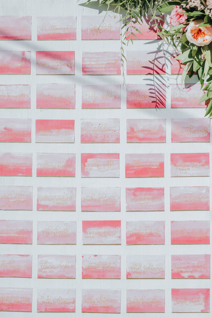 Pink watercolor escort cards