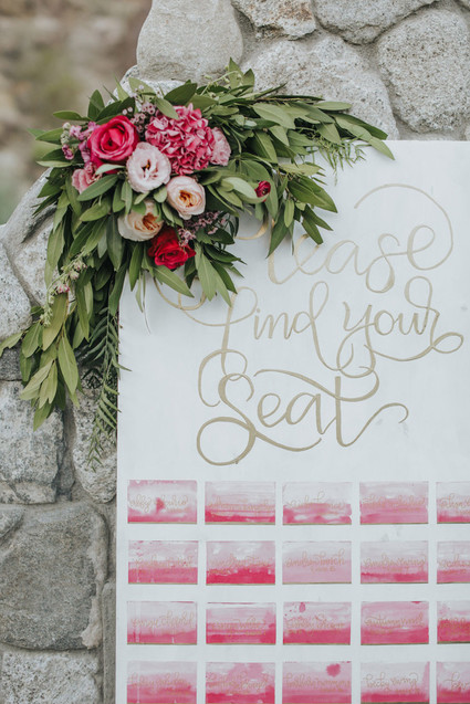 Pink and gold seating chart