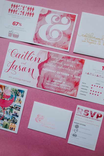 Modern pink wedding invitations