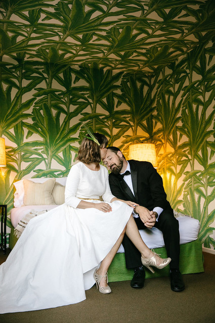 Mid-century inspired wedding portrait