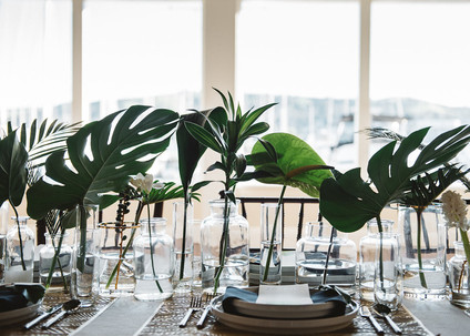 Monstera leaf centerpiece