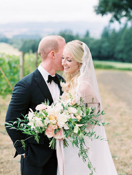Wine country wedding portrait