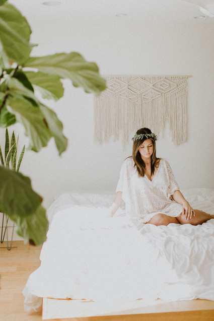 All white bohemian maternity photos