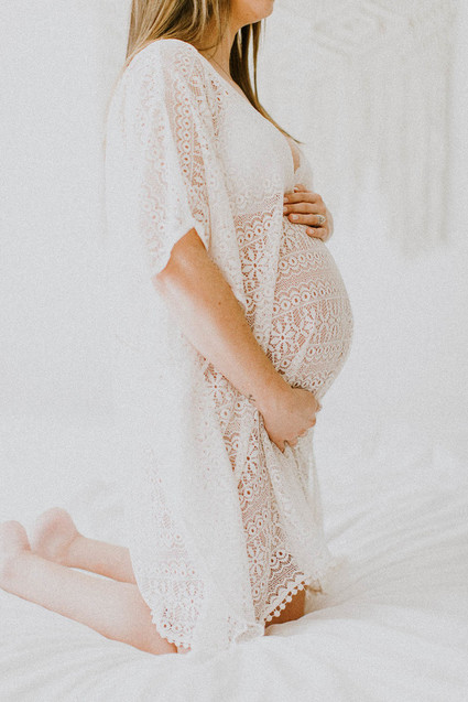 All white bohemian maternity photos