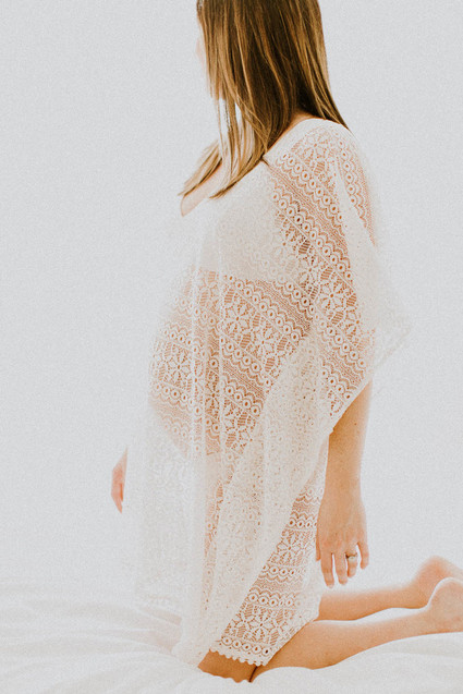 All white bohemian maternity photos