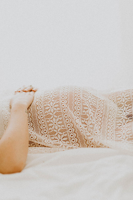 All white bohemian maternity photos