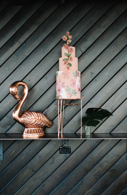 Pink floral wedding cake