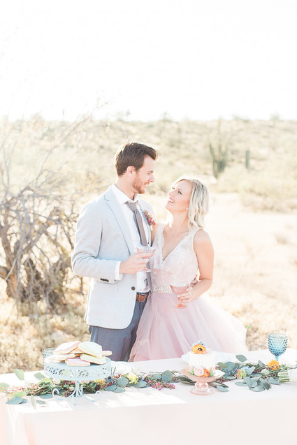 Pink wedding portrait