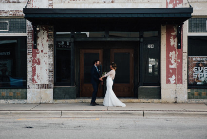 Industrial wedding inspiration at a Cadillac Service Garage