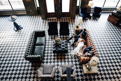 Industrial wedding inspiration at a Cadillac Service Garage