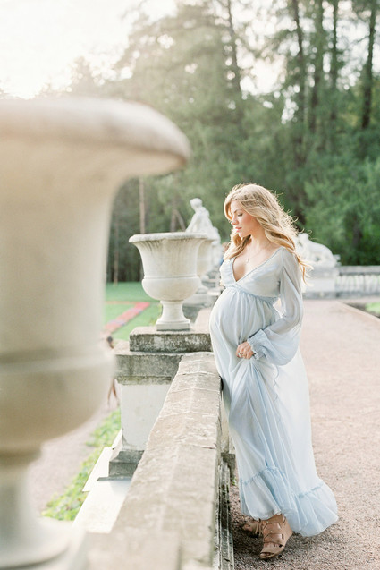 Blue dress maternity photos