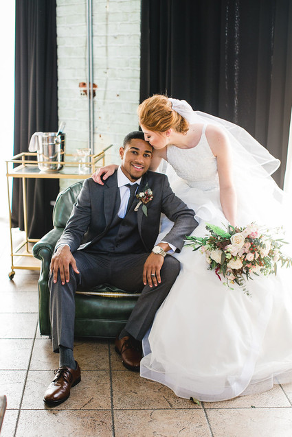 Modern bride and groom