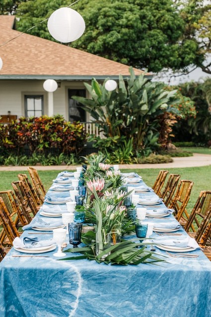 Indigo dyed table linen