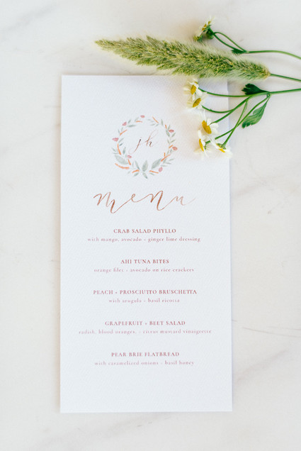 Bridal brunch menu